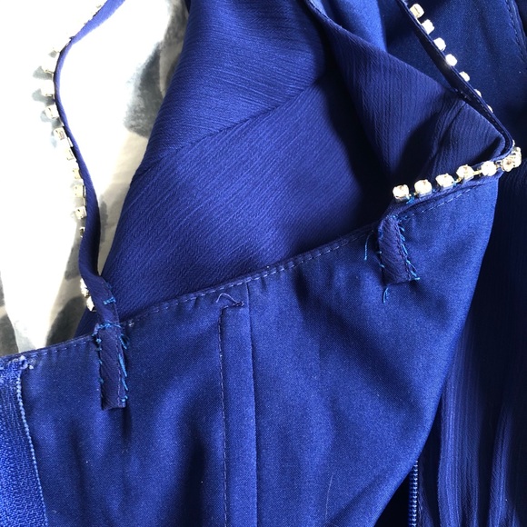 David’s Bridal Cobalt Blue Long Dress Beaded Strap - Picture 9 of 15